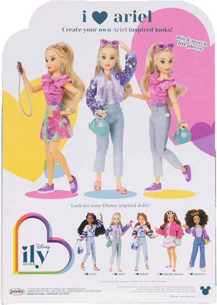 Jakks Pacific „Disney ILY 4ever“ madingas lėlės rinkinys su Arielės undinėlės motyvu ir aksesuarais, 30 cm