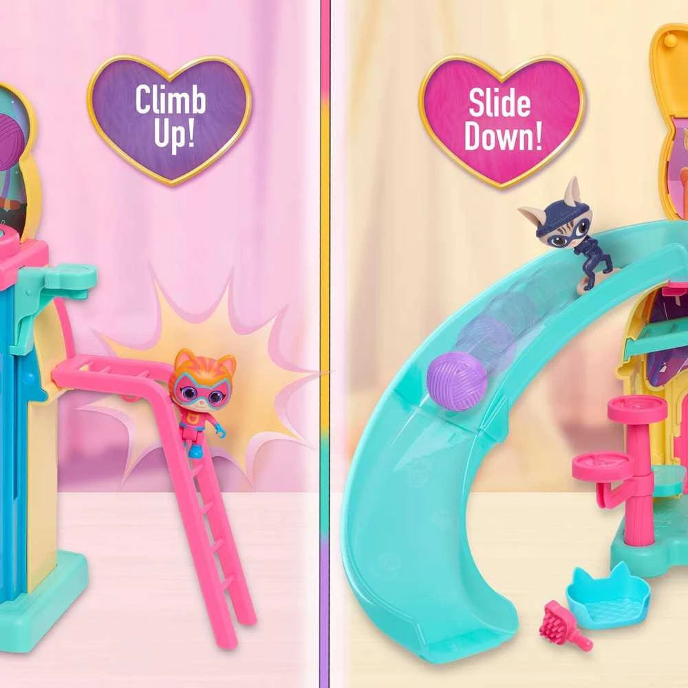 Usorteret Disney Jaunikiams „Supercats Super Kitties Purr'n'Play“ žaidimų aikštelės rinkinys + kačiukų figūrėlės, priedai, šviesa ir garsas