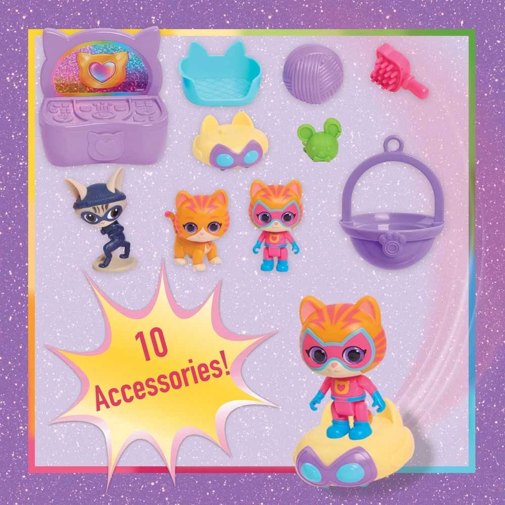 Usorteret Disney Jaunikiams „Supercats Super Kitties Purr'n'Play“ žaidimų aikštelės rinkinys + kačiukų figūrėlės, priedai, šviesa ir garsas