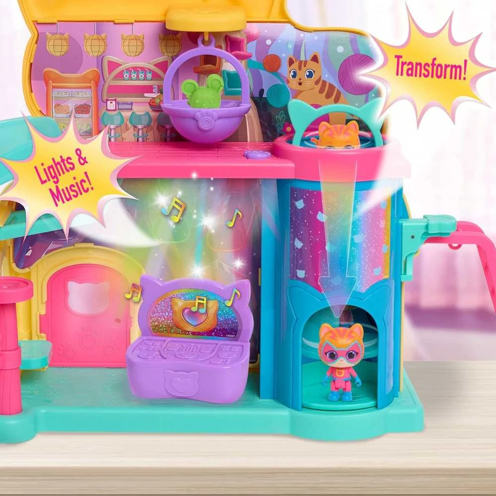 Usorteret Disney Jaunikiams „Supercats Super Kitties Purr'n'Play“ žaidimų aikštelės rinkinys + kačiukų figūrėlės, priedai, šviesa ir garsas
