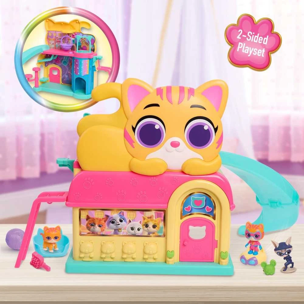 Usorteret Disney Jaunikiams „Supercats Super Kitties Purr'n'Play“ žaidimų aikštelės rinkinys + kačiukų figūrėlės, priedai, šviesa ir garsas