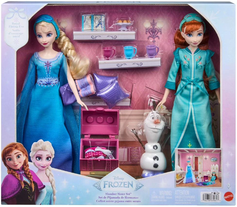 Mattel Lėlės Disney Frozen Anna ir Elsa su aksesuarais pižamų vakarėliui
