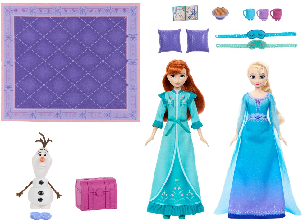 Mattel Lėlės Disney Frozen Anna ir Elsa su aksesuarais pižamų vakarėliui