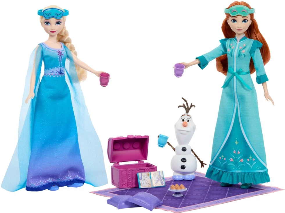 Mattel Lėlės Disney Frozen Anna ir Elsa su aksesuarais pižamų vakarėliui