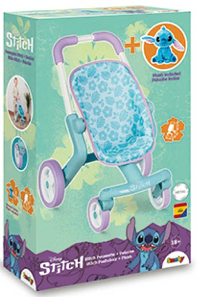 Smoby Vežimėlis lėlėms su 25 cm Stitch pliušiniu žaislu