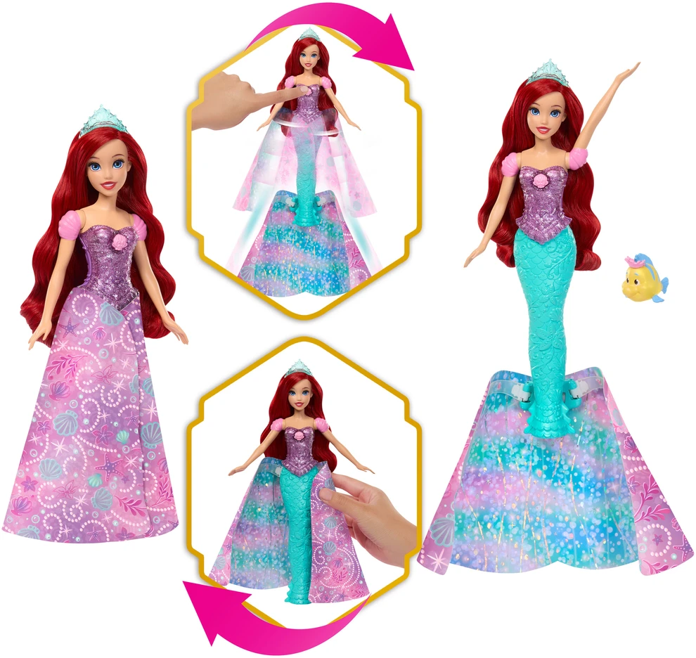 Mattel DISNEY PRINCESS lėlė Arielė su transformacijos funkcija (JLK19)