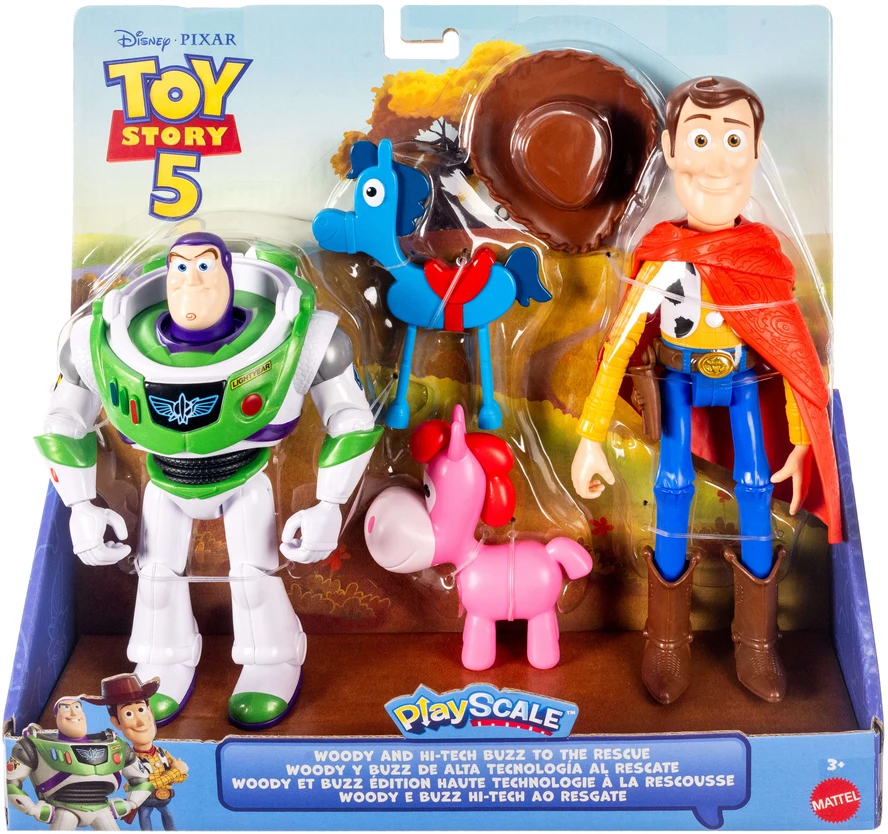 Disney Toy Story 5 PlayScale figūrėlių rinkinys Čiapas Bzas Astralas Hi-Tech + du arkliukai