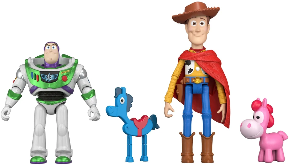 Disney Toy Story 5 PlayScale figūrėlių rinkinys Čiapas Bzas Astralas Hi-Tech + du arkliukai