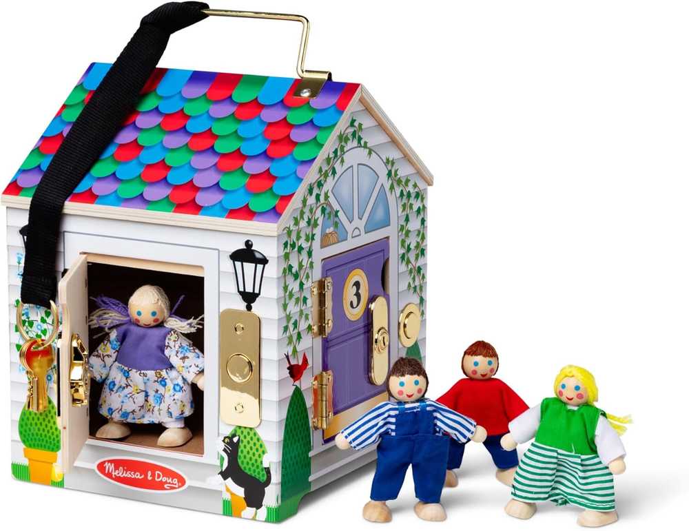 Interaktyvus 23 cm Montessori namelis su spynomis ir durų skambučio garsu Melissa & Doug