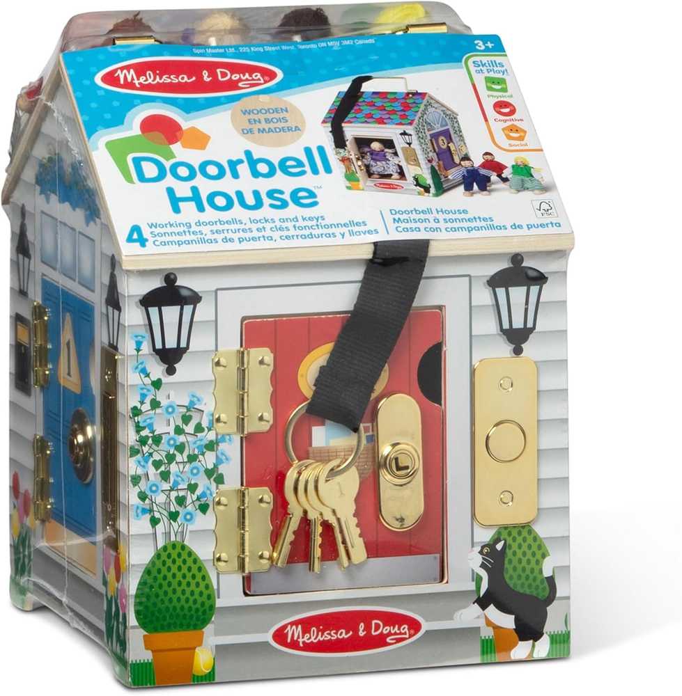 Interaktyvus 23 cm Montessori namelis su spynomis ir durų skambučio garsu Melissa & Doug