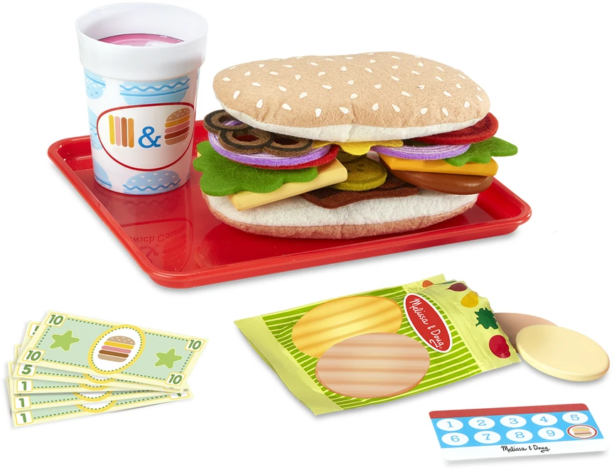 Polesie MELISSA & DOUG žaidimų rinkinys Medinis sumuštinių stalviršis su griežinėliais ir stack'ais