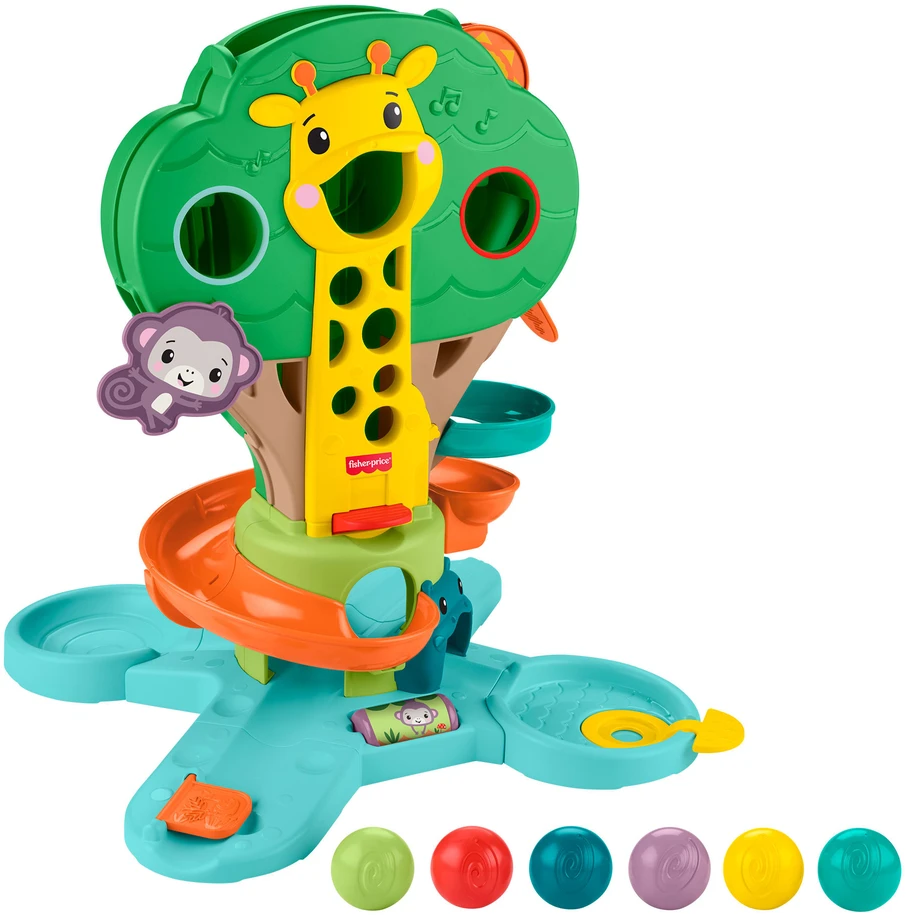 Mattel Medžio formos „Atsisėdus – atsistojus“ aktyvinantis žaidimų centras su kamuoliukais