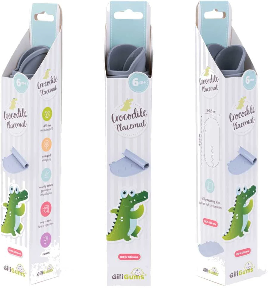GILIGUMS GG 45490 krokodilo silikoninis kilimėlis, pilkas