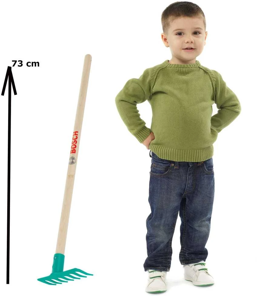 Klein Didelis „Bosch“ sodo grėblys su medine rankena, 72 cm