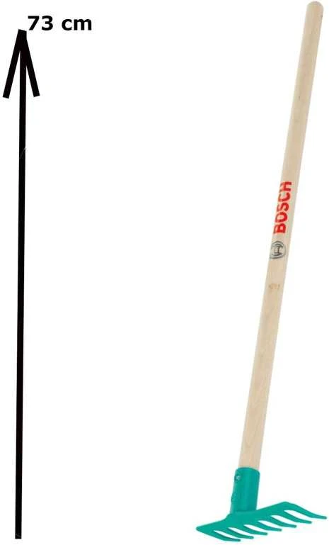 Klein Didelis „Bosch“ sodo grėblys su medine rankena, 72 cm