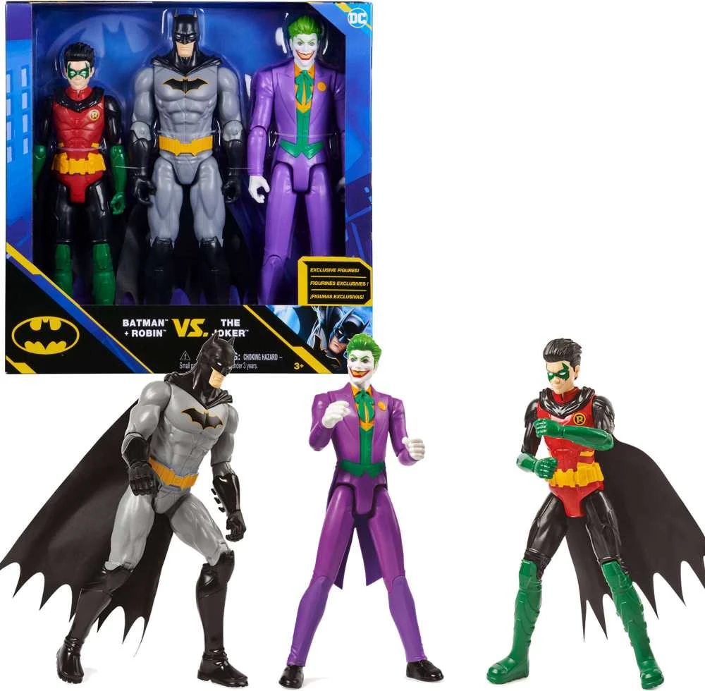 Spin Master Didelės Rinkinys 3in1 DC Comics didelės figūrėlės Betmenas, Robinas, Džokeris 30 cm