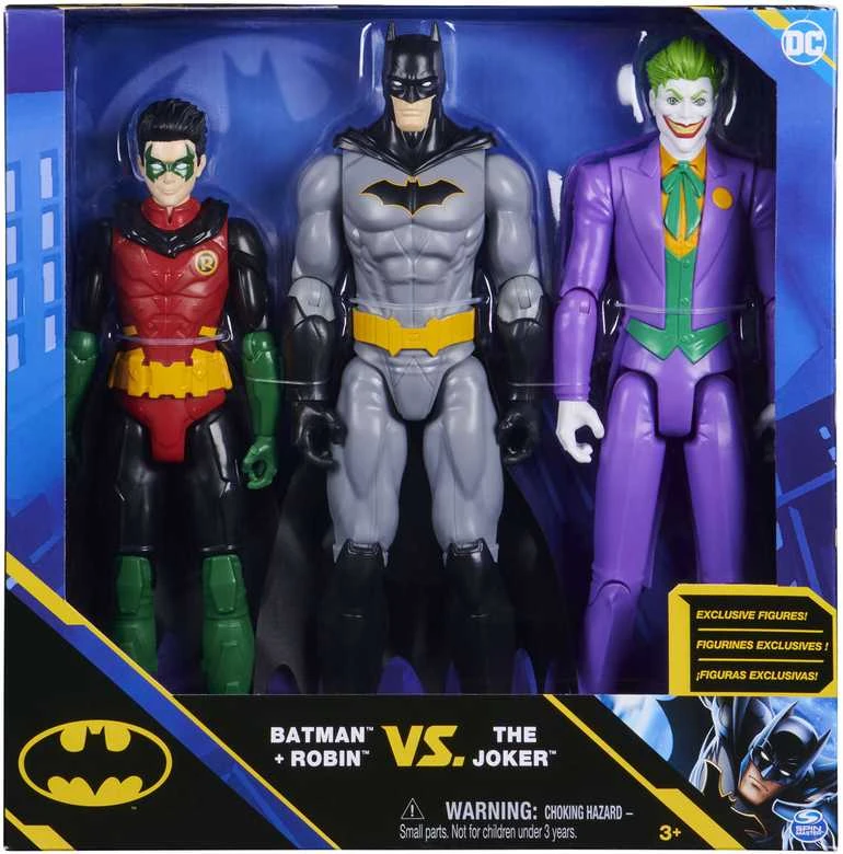 Spin Master Didelės Rinkinys 3in1 DC Comics didelės figūrėlės Betmenas, Robinas, Džokeris 30 cm