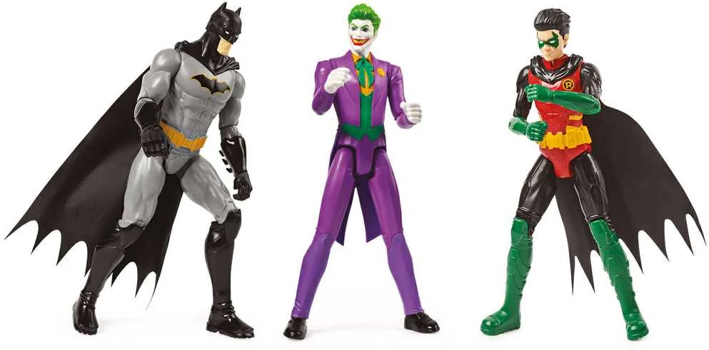 Spin Master Didelės Rinkinys 3in1 DC Comics didelės figūrėlės Betmenas, Robinas, Džokeris 30 cm
