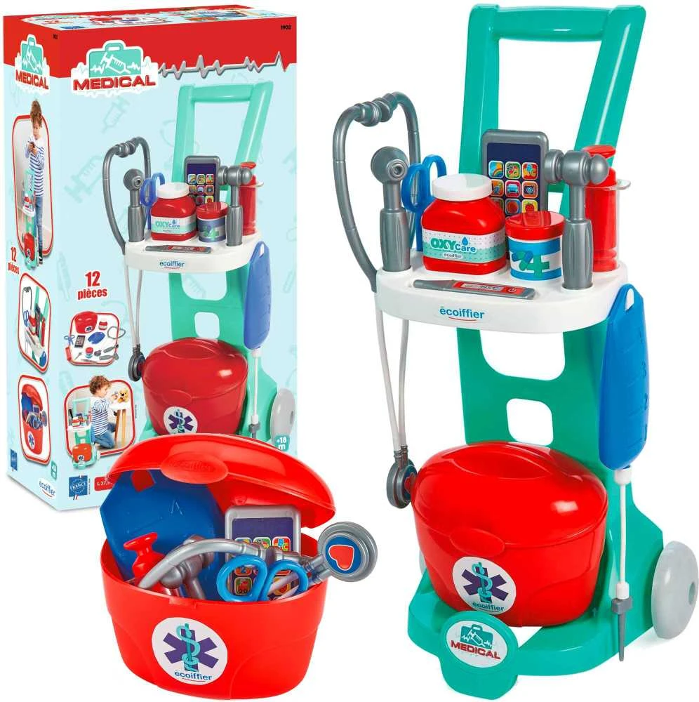 Simba Little Doctor's Set Gydytojo vežimėlis apžiūros įrankių dėžei 12 vnt