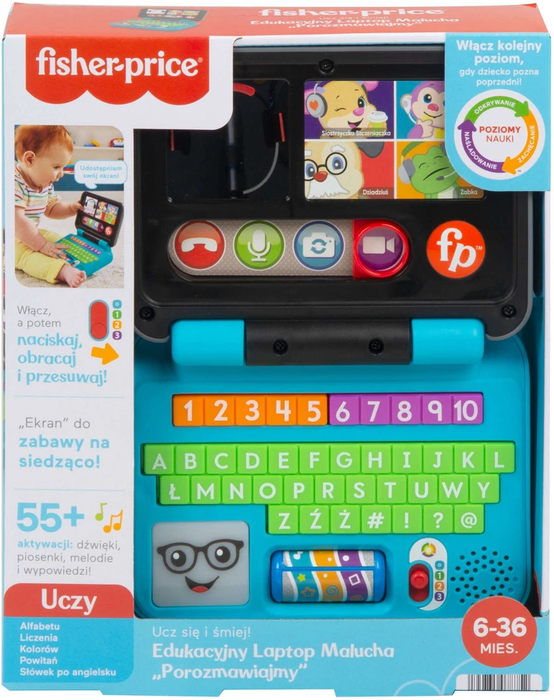 Fisher Price Interaktyvus žaislas "Laugh & Learn® Let's Connect™" nešiojamasis kompiuteris (lenkų k.)