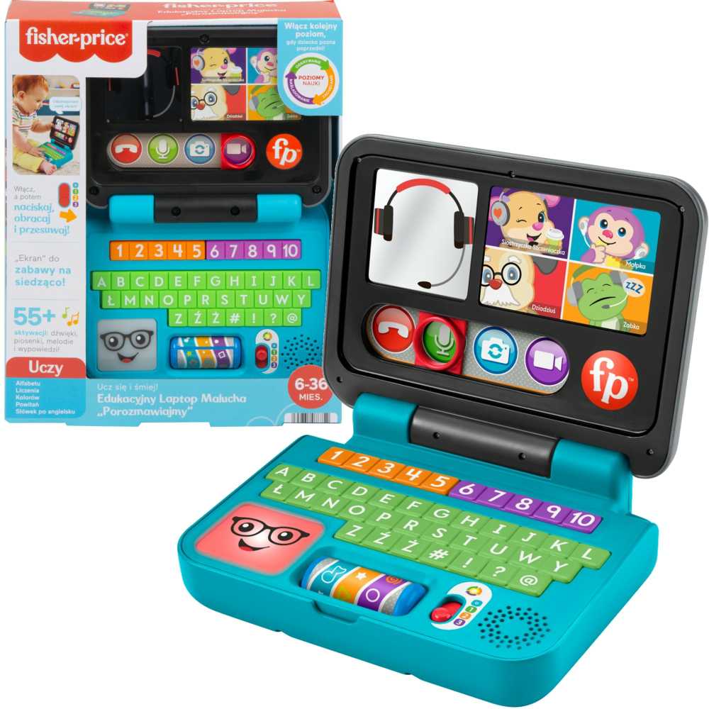 Fisher Price Interaktyvus žaislas "Laugh & Learn® Let's Connect™" nešiojamasis kompiuteris (lenkų k.)