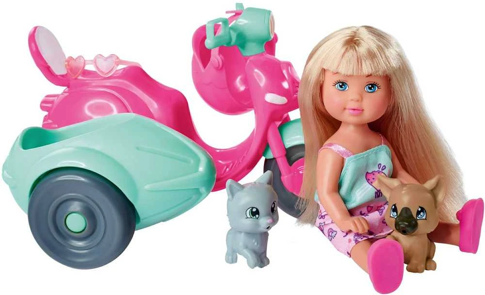 „Simba Doll EVI“ ant motorolerio su šunimi ir kačiuku
