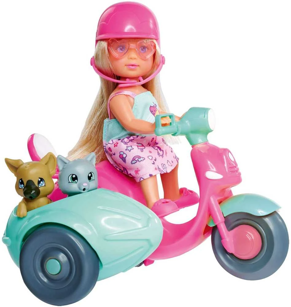 „Simba Doll EVI“ ant motorolerio su šunimi ir kačiuku