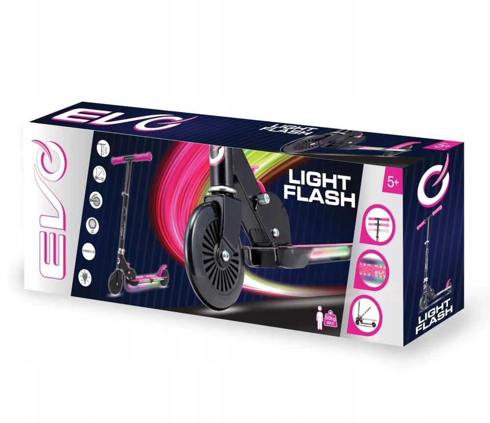 EVO Light Flash sulankstomas paspirtukas vaikams su LED lemputėmis, 5+m., rožinės spalvos