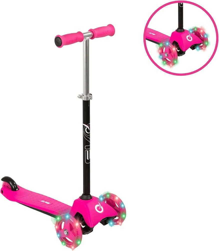 Almarina EVO reguliuojamas 3 ratų paspirtukas vaikams Light Up Mini Cruiser Rožinė Light Up Wheels