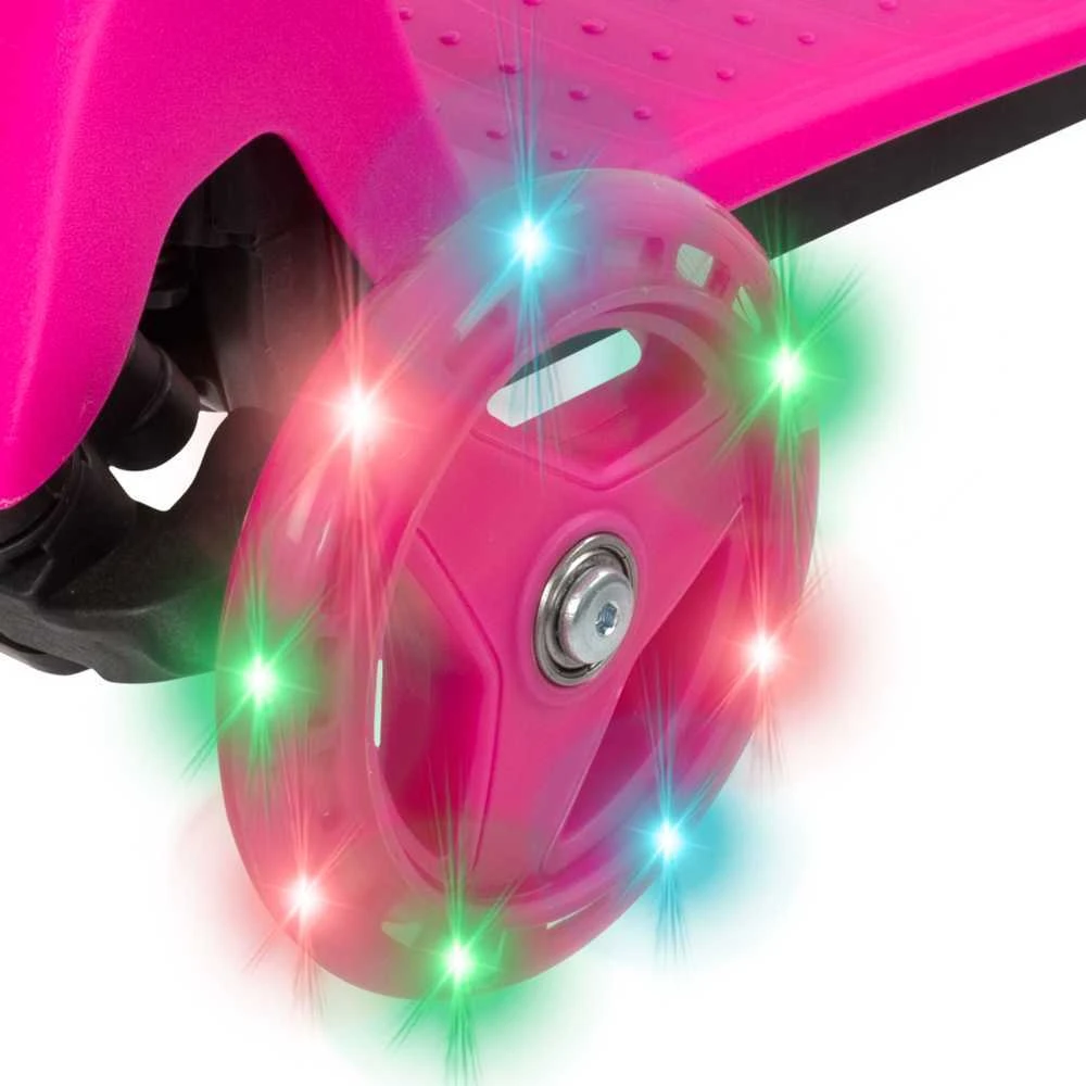Almarina EVO reguliuojamas 3 ratų paspirtukas vaikams Light Up Mini Cruiser Rožinė Light Up Wheels