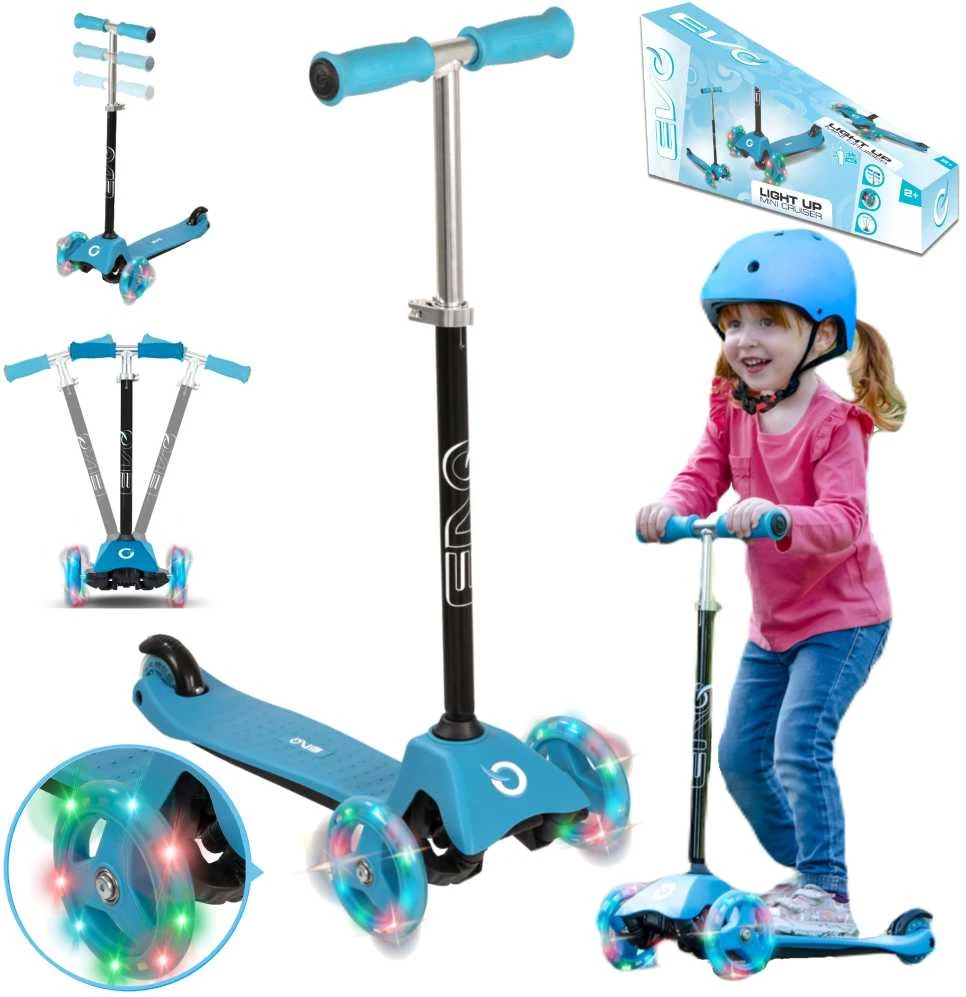Almarina EVO reguliuojamas 3 ratų paspirtukas vaikams Light Up Mini Cruiser Mėlyna Light Up Wheels