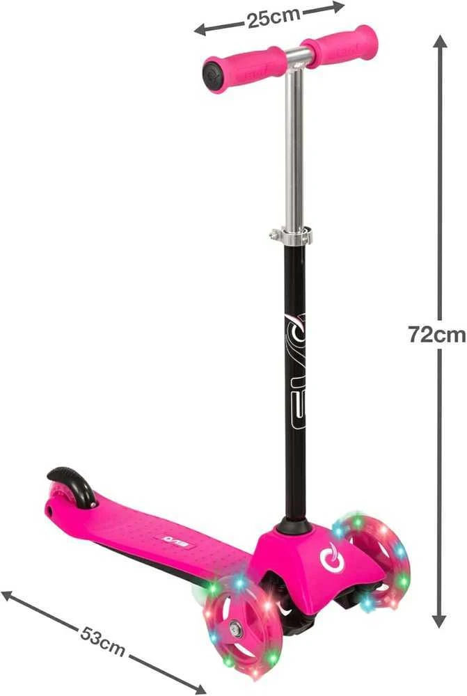Almarina EVO reguliuojamas 3 ratų paspirtukas vaikams Light Up Mini Cruiser Rožinė Light Up Wheels