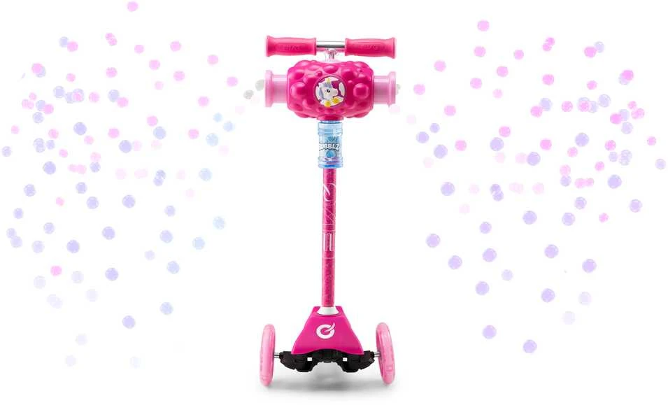 EVO reguliuojamas triratis „Bubblz Mini Cruiser“ vaikiškas paspirtukas, rožinis su muilo burbulais
