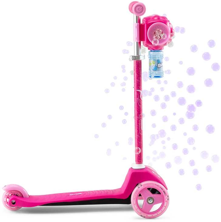 EVO reguliuojamas triratis „Bubblz Mini Cruiser“ vaikiškas paspirtukas, rožinis su muilo burbulais