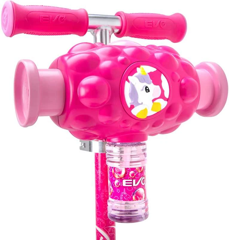 EVO reguliuojamas triratis „Bubblz Mini Cruiser“ vaikiškas paspirtukas, rožinis su muilo burbulais