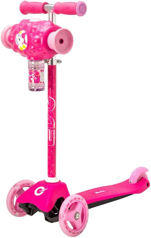 EVO reguliuojamas triratis „Bubblz Mini Cruiser“ vaikiškas paspirtukas, rožinis su muilo burbulais