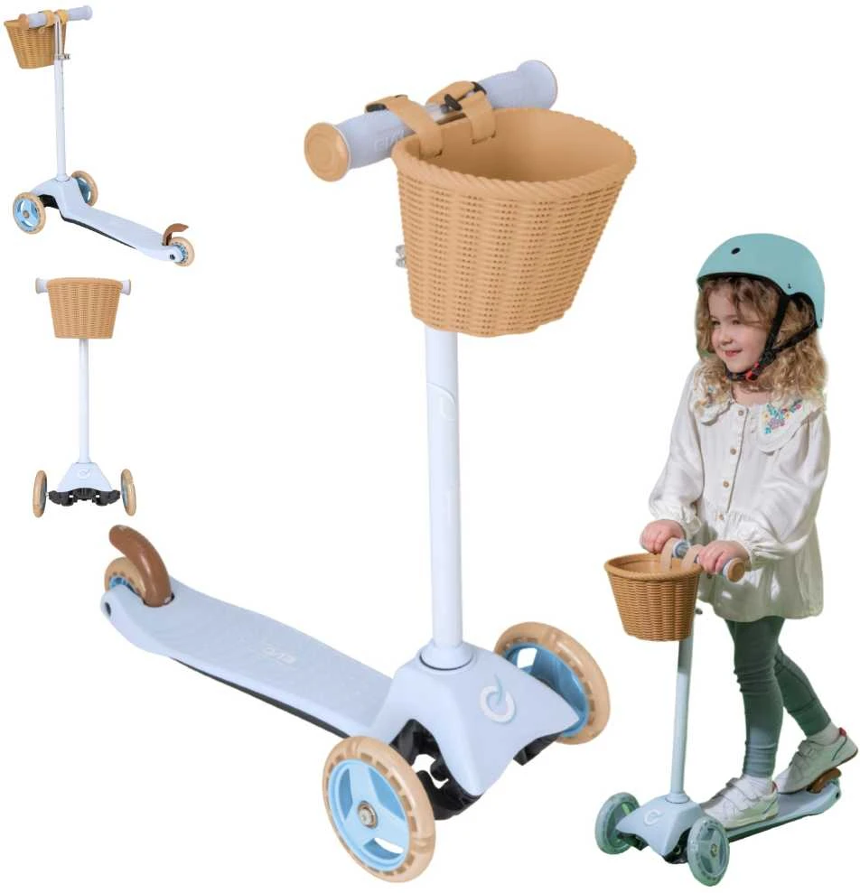 EVO reguliuojamas triratis paspirtukas vaikams, „Mini Cruiser“, su krepšeliu, 2+m., mėlynos spalvos