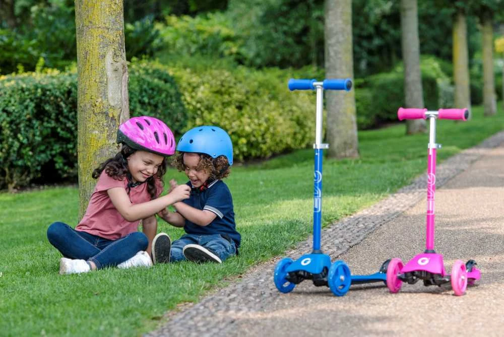 EVO 2 viename triratis reguliuojamo dydžio rožinis paspirtukas, 40–72 cm, vaikams nuo 1 metų