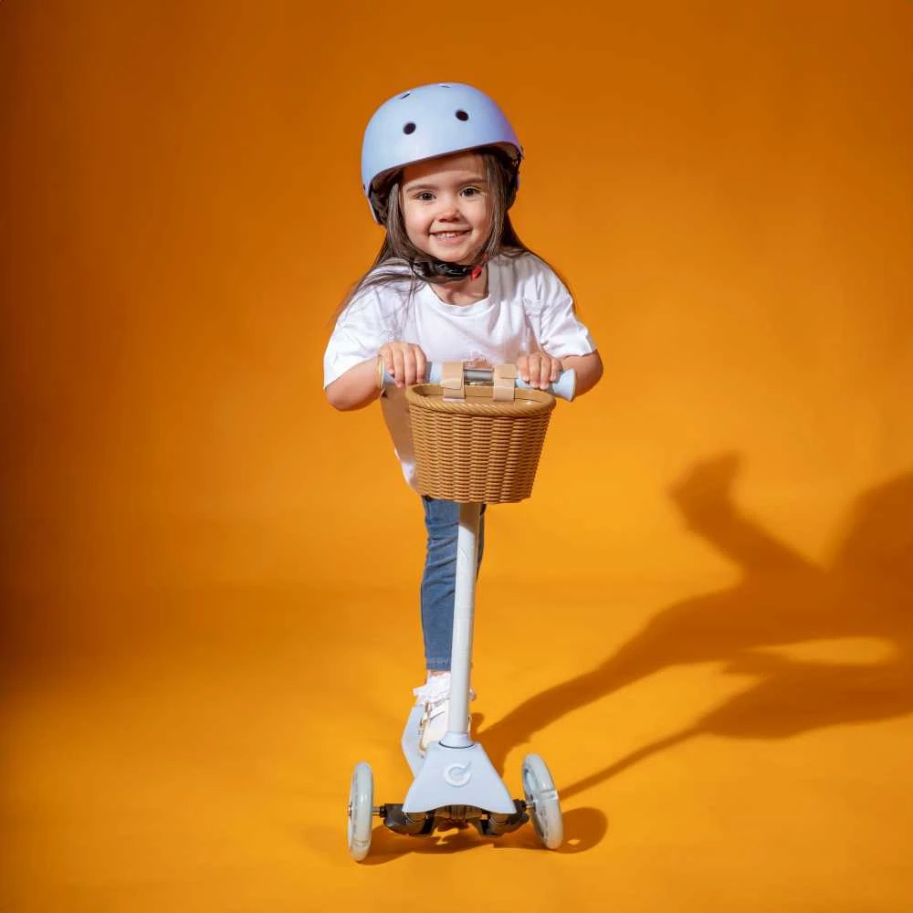 EVO reguliuojamas triratis paspirtukas vaikams, „Mini Cruiser“, su krepšeliu, 2+m., mėlynos spalvos