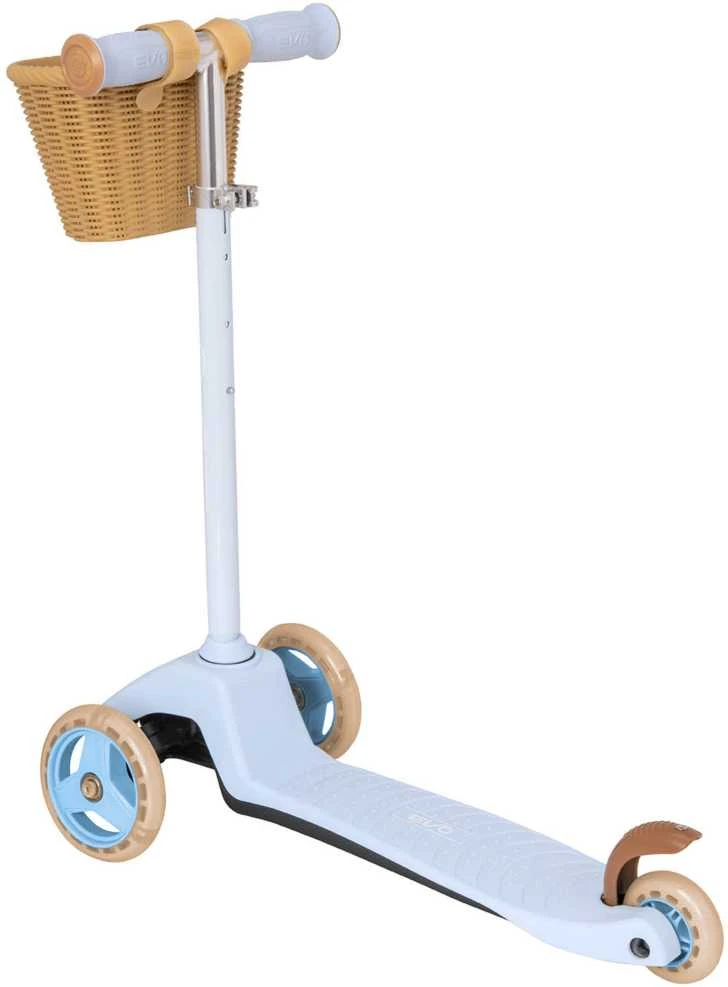 EVO reguliuojamas triratis paspirtukas vaikams, „Mini Cruiser“, su krepšeliu, 2+m., mėlynos spalvos