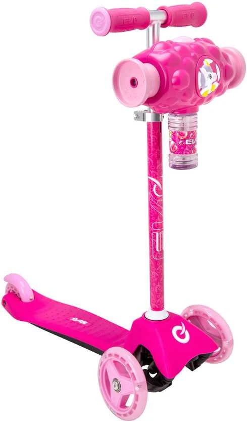 EVO reguliuojamas triratis „Bubblz Mini Cruiser“ vaikiškas paspirtukas, rožinis su muilo burbulais