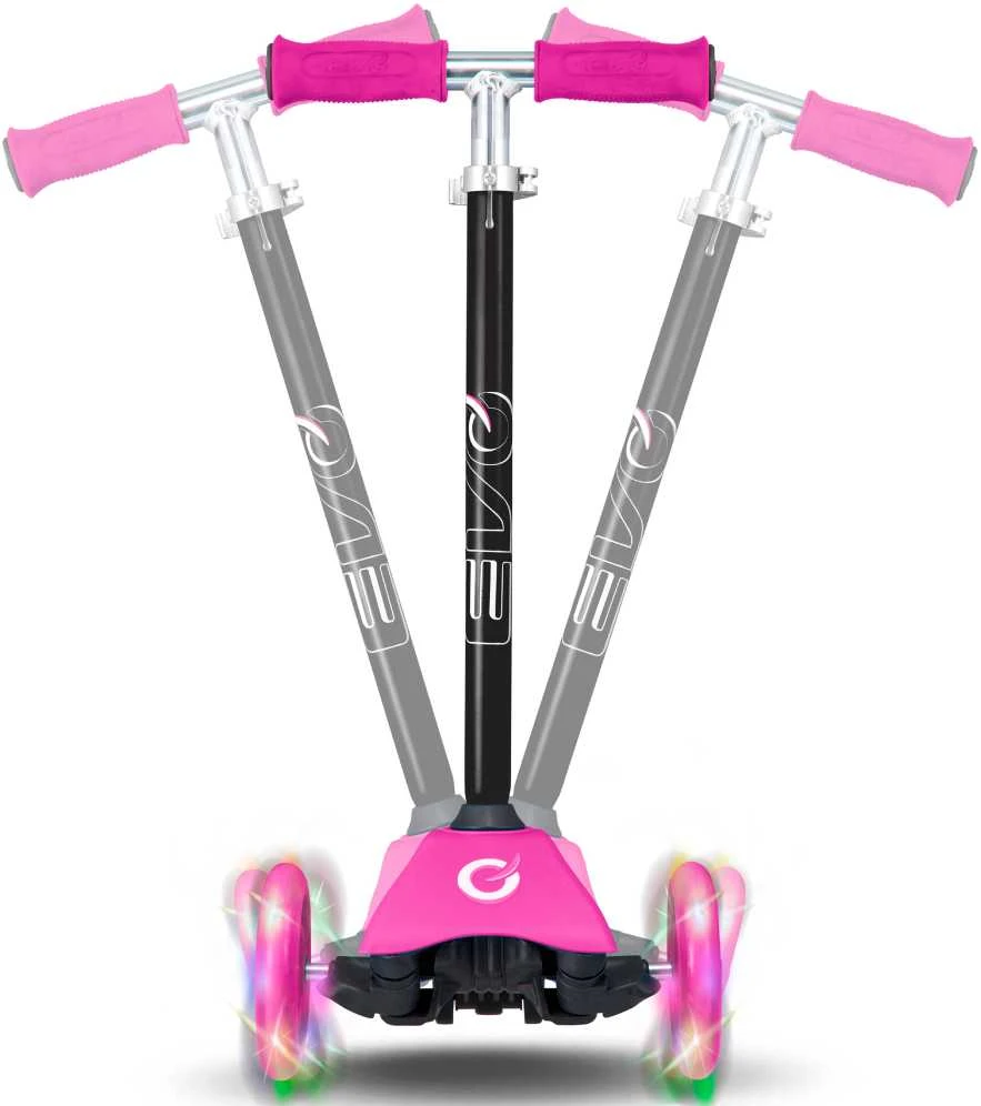 Almarina EVO reguliuojamas 3 ratų paspirtukas vaikams Light Up Mini Cruiser Rožinė Light Up Wheels