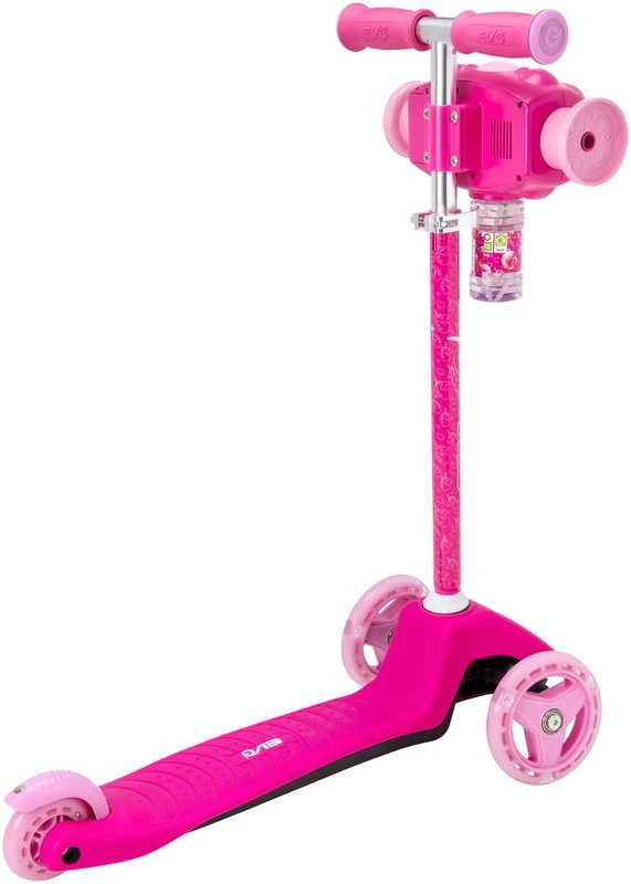 EVO reguliuojamas triratis „Bubblz Mini Cruiser“ vaikiškas paspirtukas, rožinis su muilo burbulais