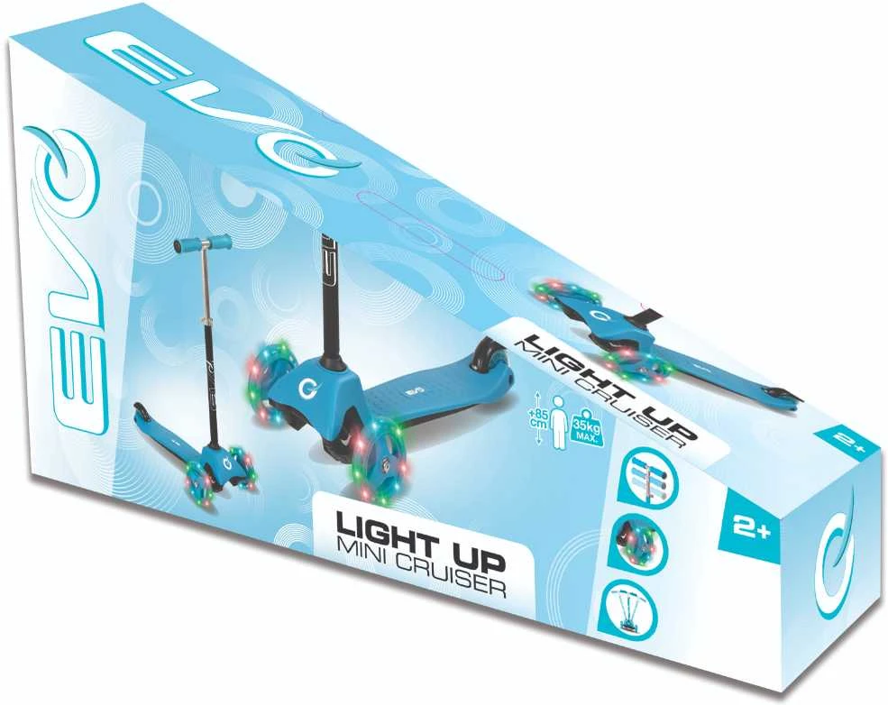 Almarina EVO reguliuojamas 3 ratų paspirtukas vaikams Light Up Mini Cruiser Mėlyna Light Up Wheels