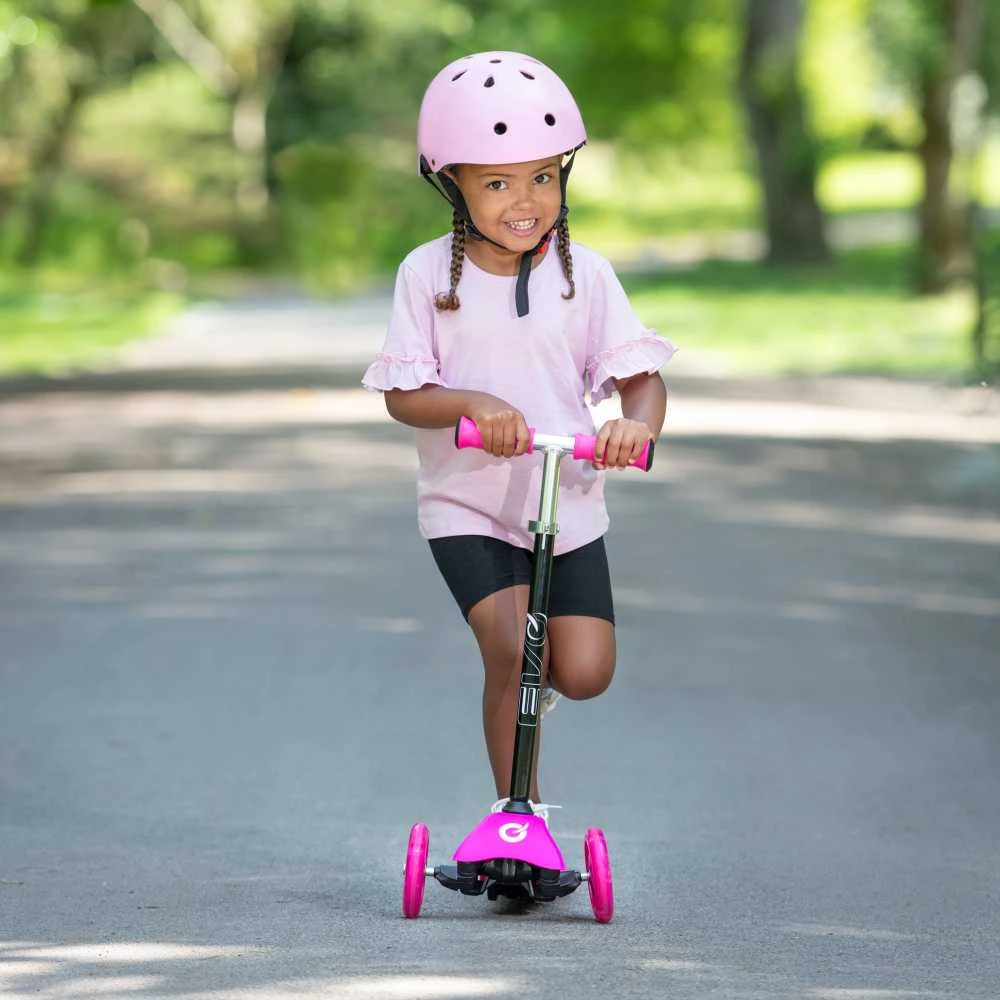 Almarina EVO reguliuojamas 3 ratų paspirtukas vaikams Light Up Mini Cruiser Rožinė Light Up Wheels