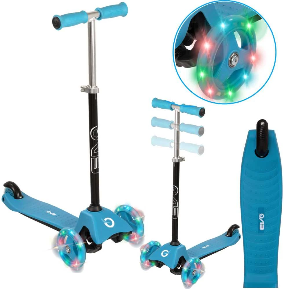 Almarina EVO reguliuojamas 3 ratų paspirtukas vaikams Light Up Mini Cruiser Mėlyna Light Up Wheels