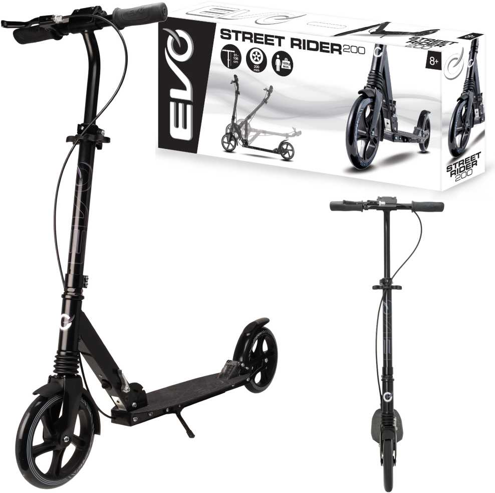 "Evo" sulankstomas dvivietis miesto motoroleris "Street Rider 200 Juodas" su koja 8+