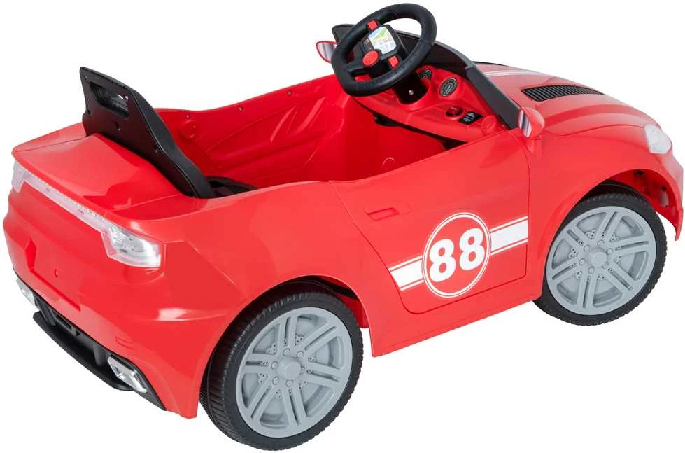 EVO vaikiškas automobilis su baterijomis, kabrioletas, raudonas su šviesomis ir garsais