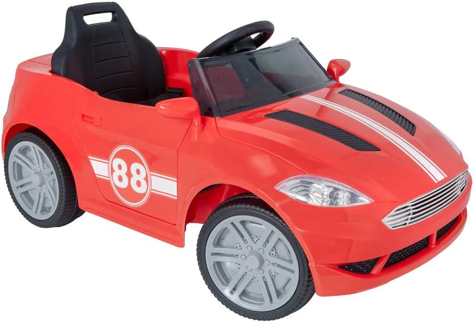 EVO vaikiškas automobilis su baterijomis, kabrioletas, raudonas su šviesomis ir garsais
