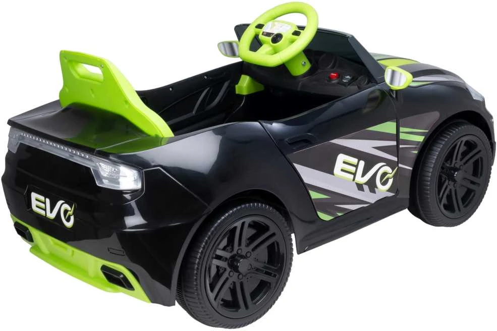 EVO vaikiškas baterijomis maitinamas automobilis-kabrioletas, juodas su šviesomis ir garsais